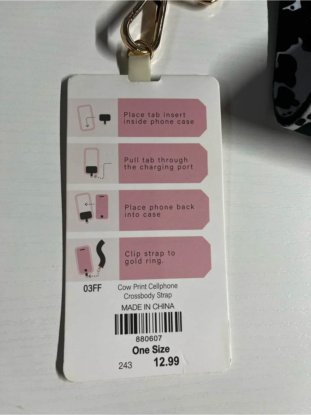 Cow Print Crossbody Cellphone Strap